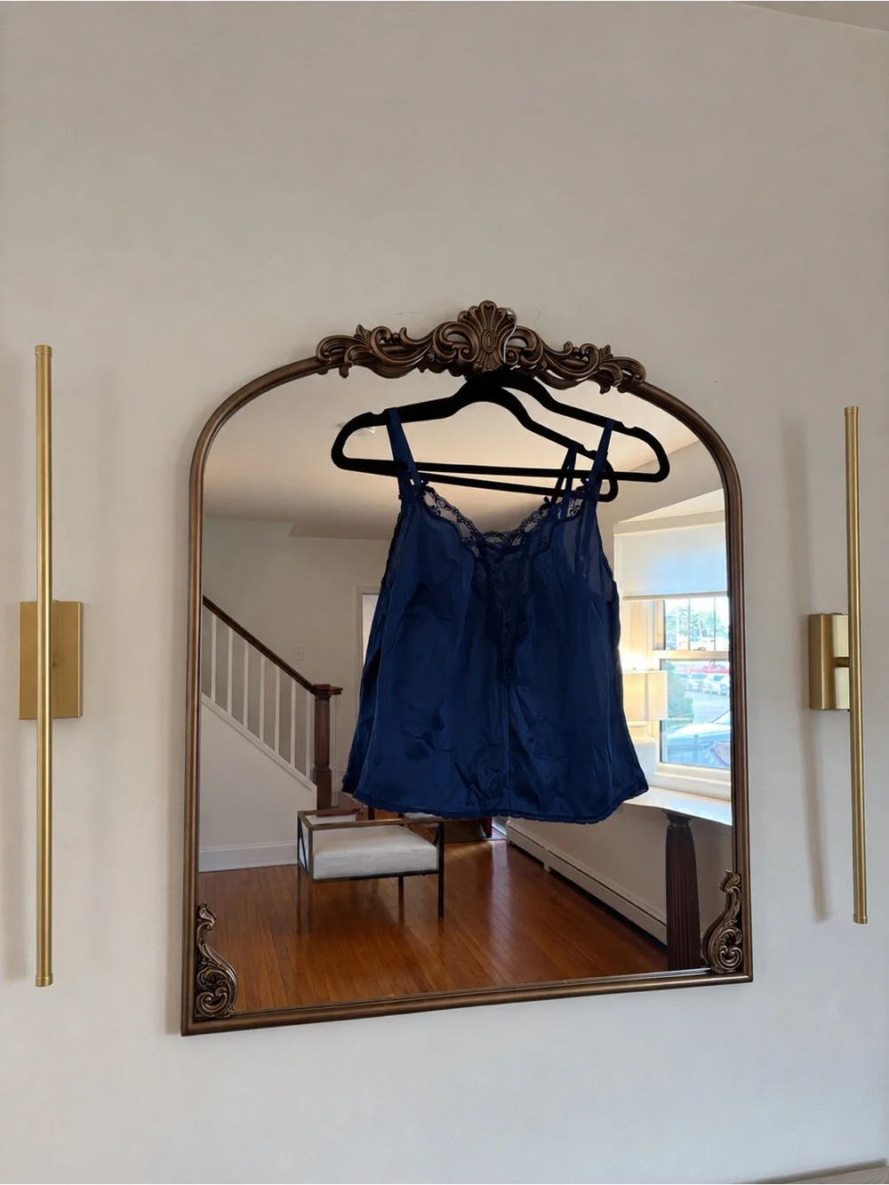 🎀Vintage🎀 “Lovable” Navy Blue Satin Lace Cami Size 34